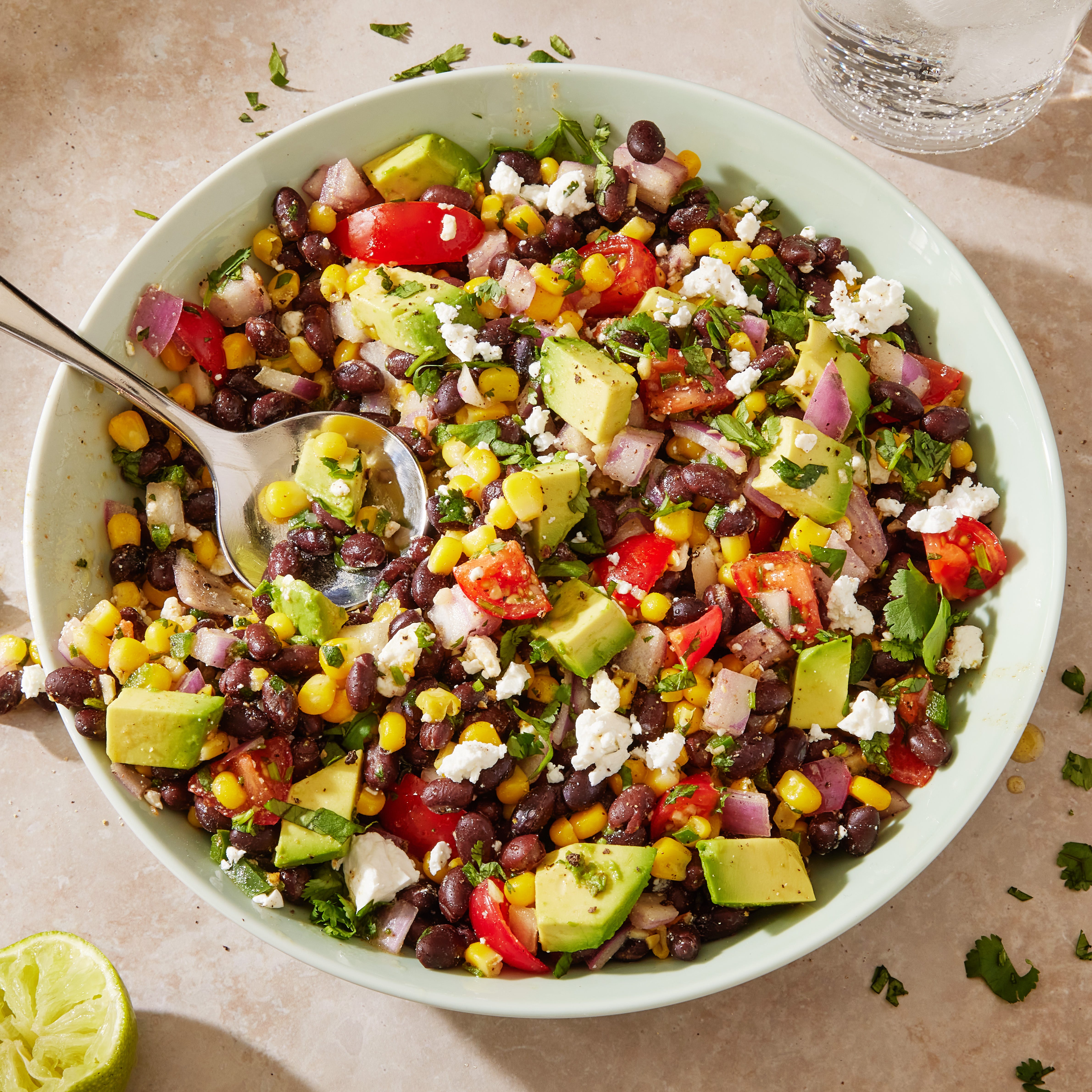 black bean corn salad stills