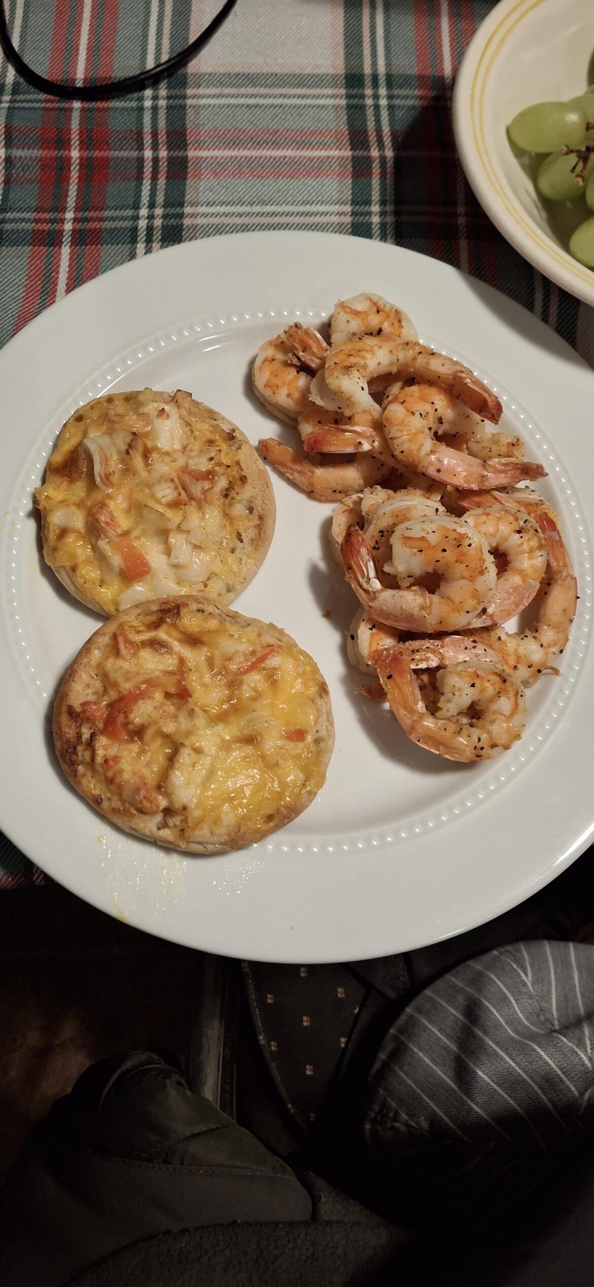 Air-fried seafood while drinking Canadian Club.