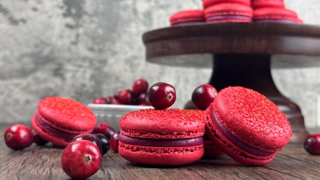 Cranberry Macarons