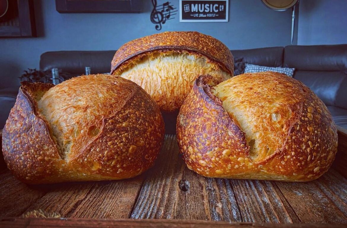 Baked a few loaves of sourdough this morning.
