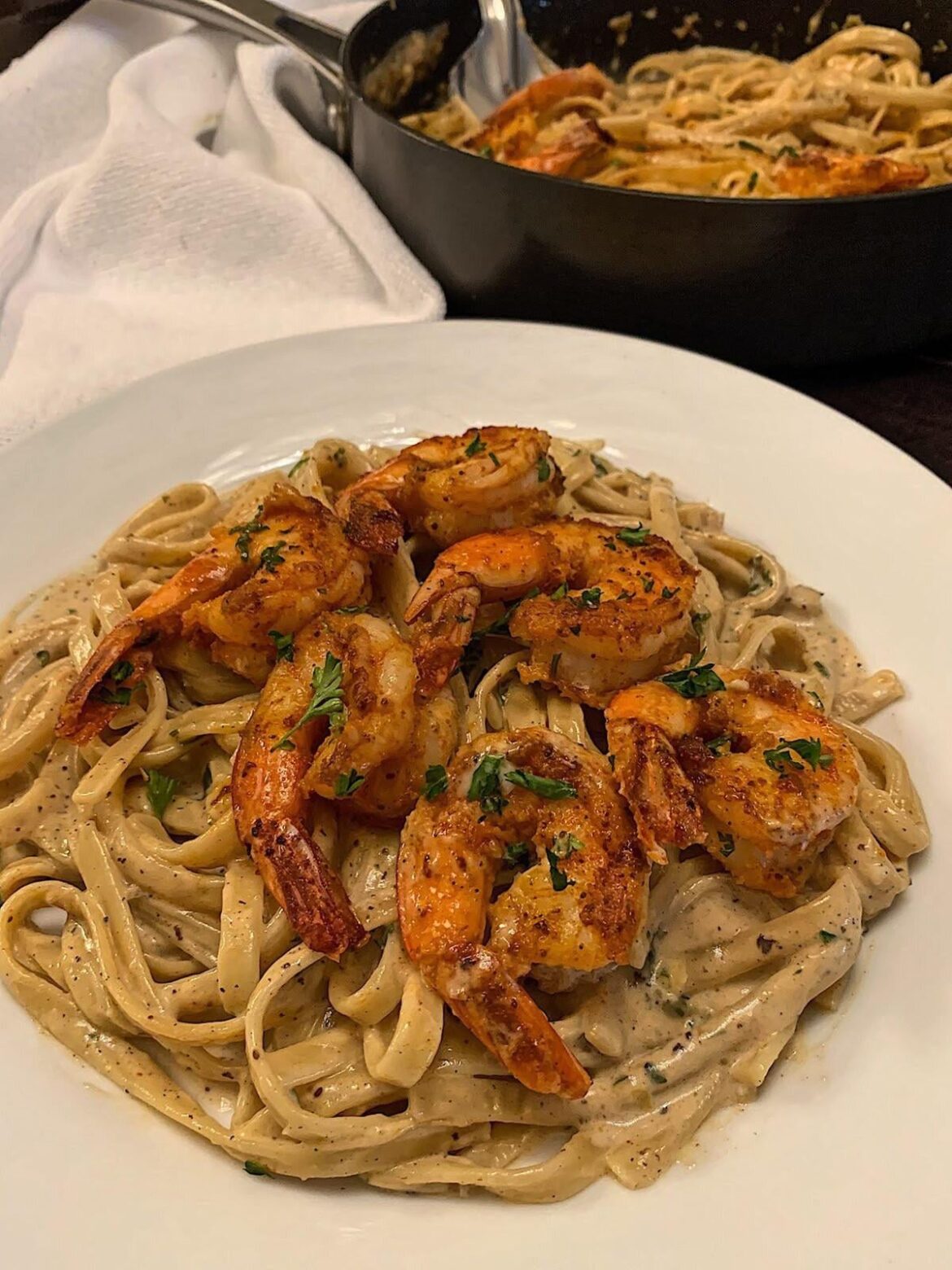 [OC] Cajun shrimp Alfredo pasta