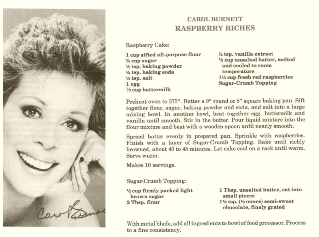 Raspberry Riches recipe from Carol Burnett.