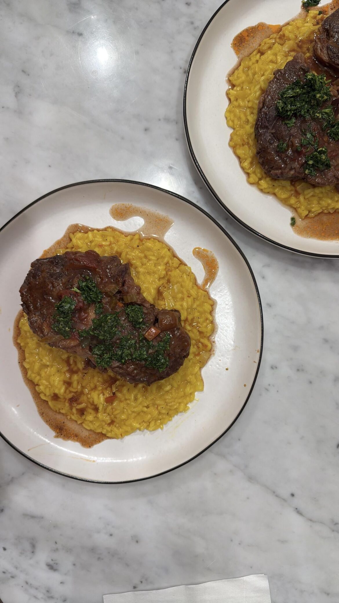 Ossobuco with gremolata and Risotto alla Milanese