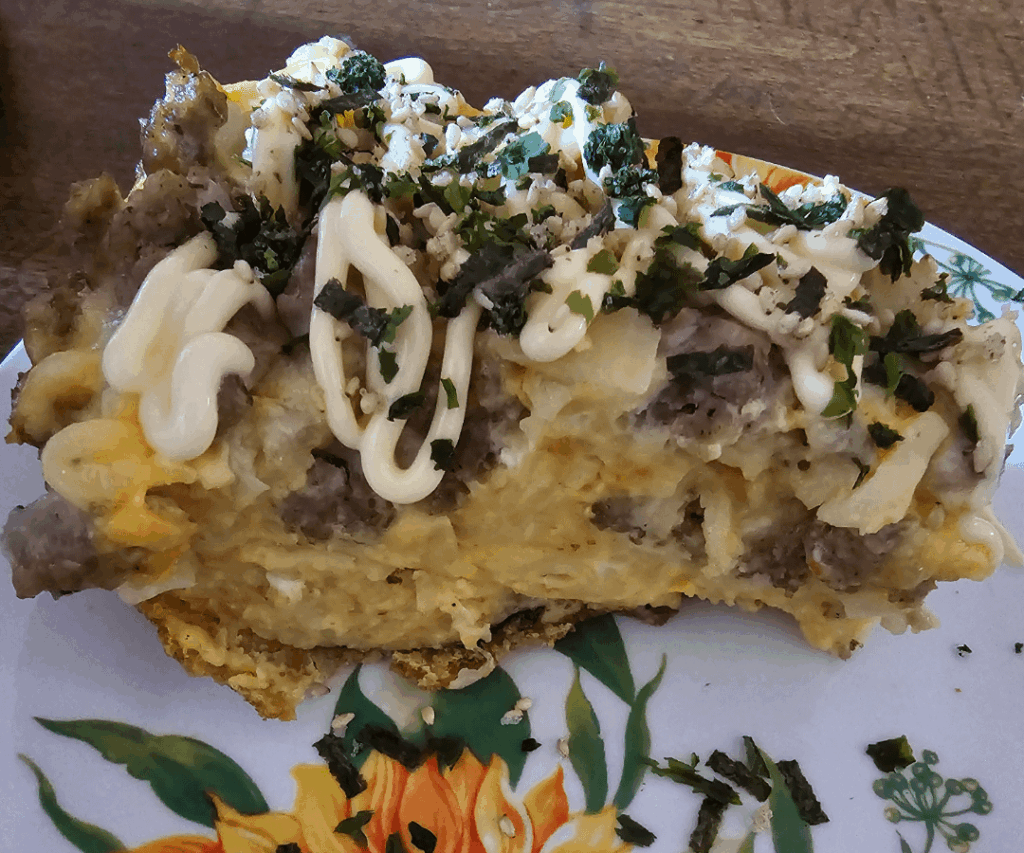 Ramen Open-faced Omelette for my 80yr old Dad