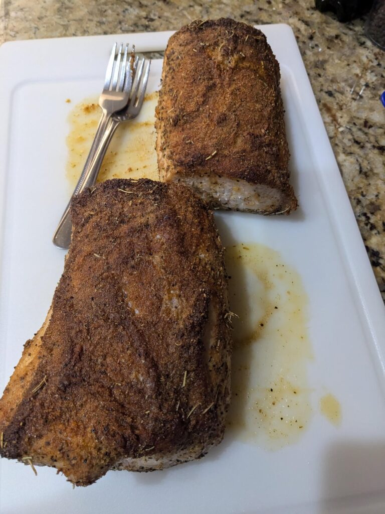 Roasted Pork Loin, Cauliflower Mash, and Gravy