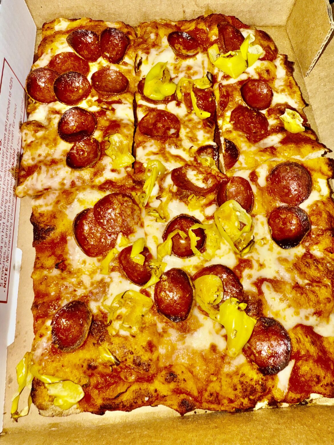 Pepperoni pizza from triple beam