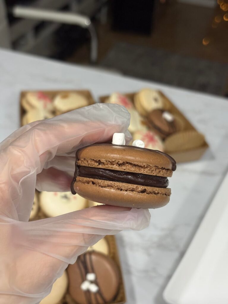 Hot cocoa macarons with marshmallow creme!