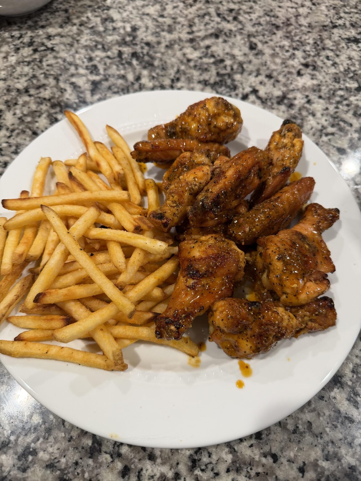 Grilled Frank’s Red Hot + Lemon Pepper Wings (with fries)