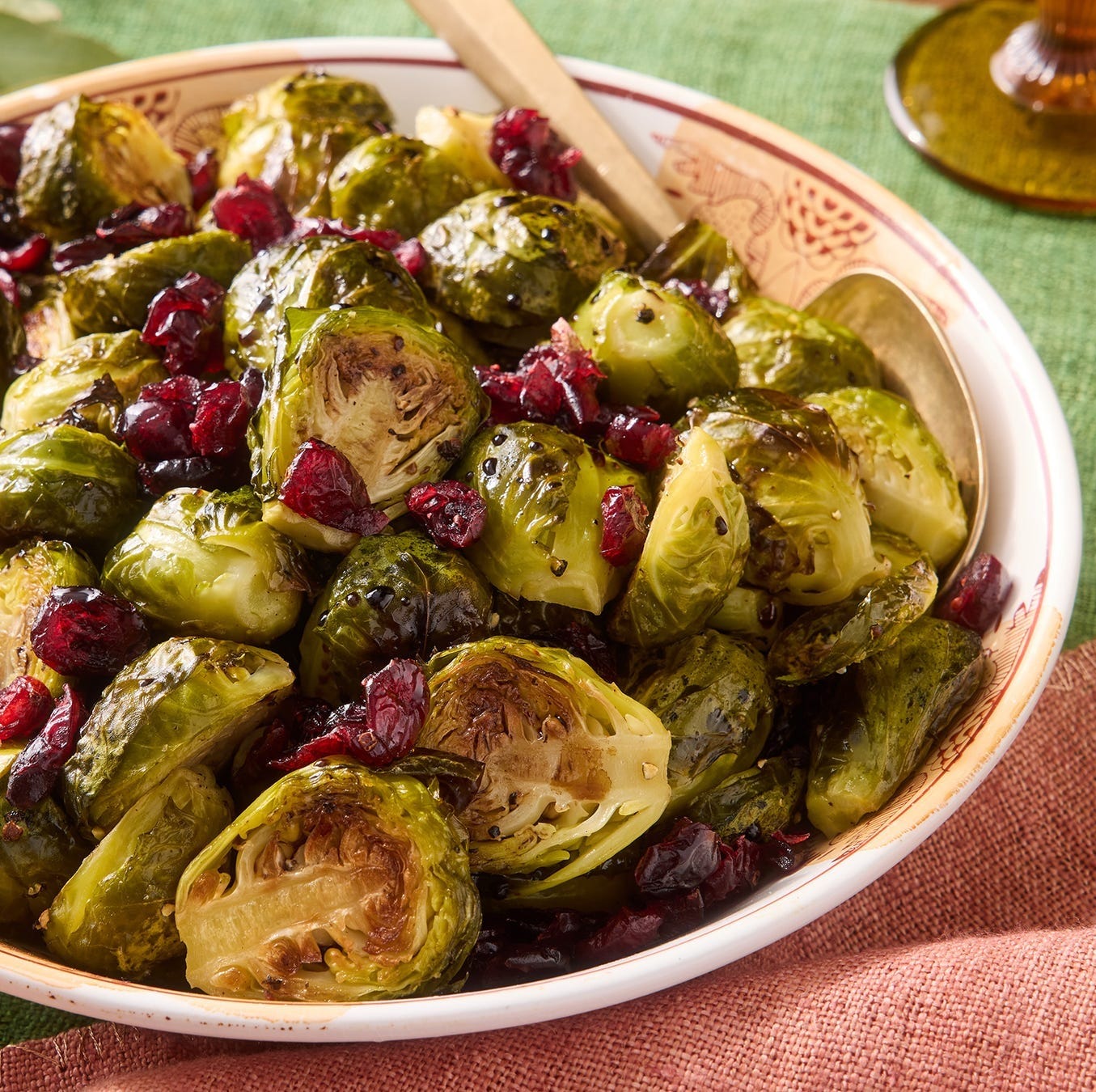 christmas dinners brussels sprouts balsamic and cranberries