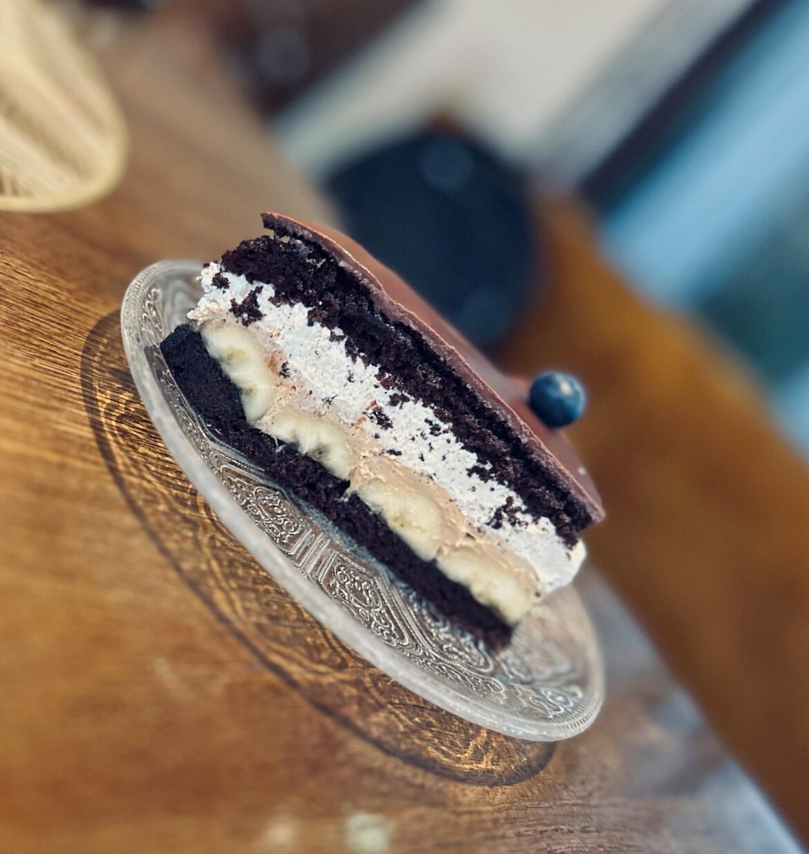 Chocolate-curd-banana cake