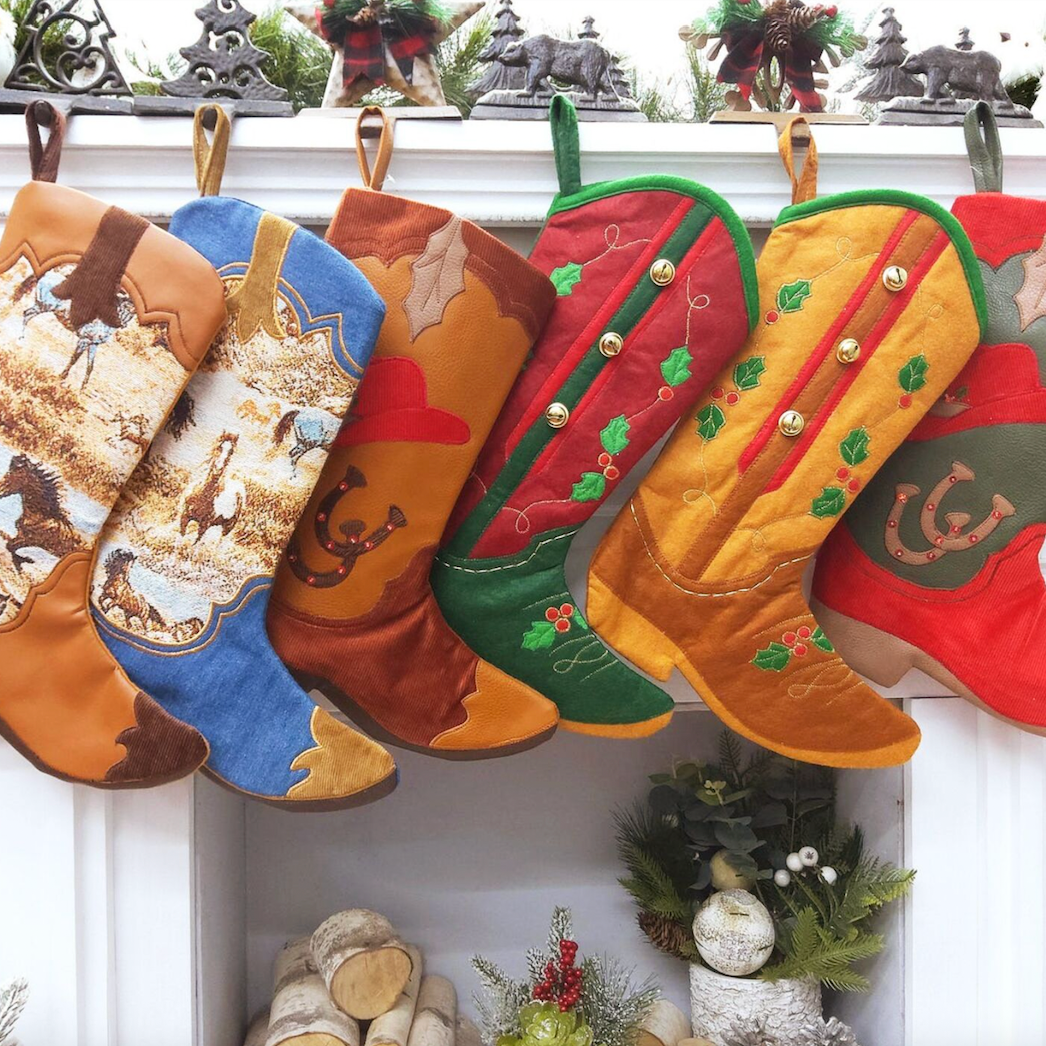 cowboy christmas decorations boot stockings