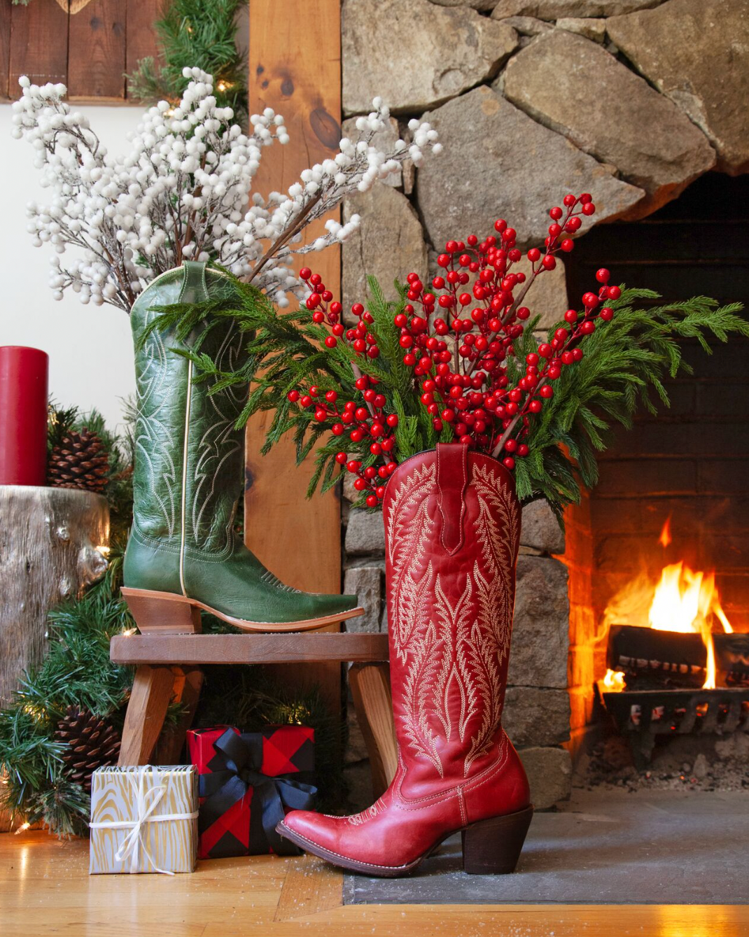 cowboy christmas decorations boot vases