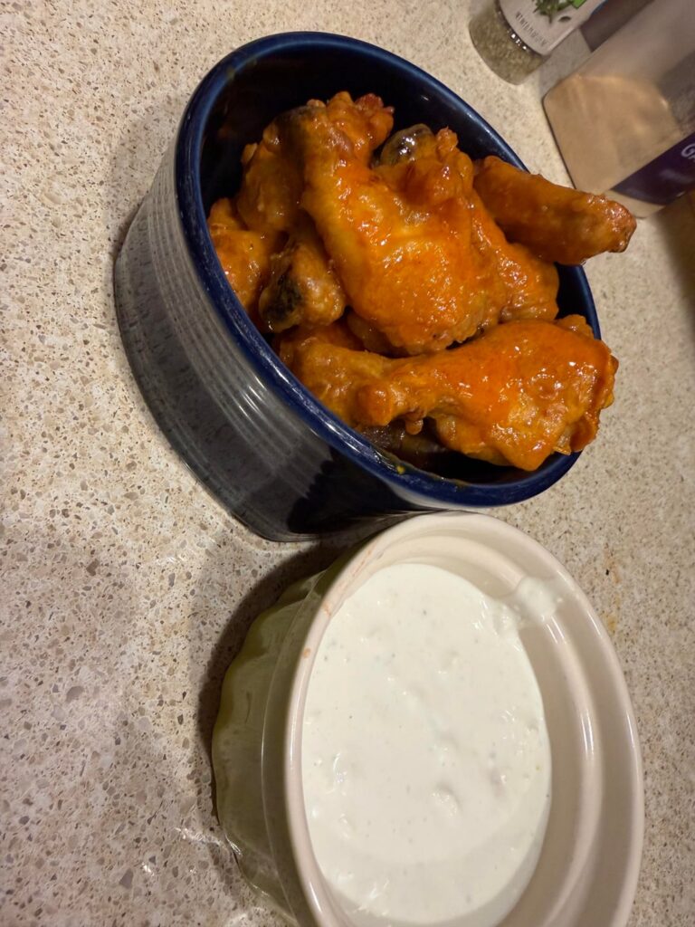 Getting a few feet of snow, so I stayed in and made some air fried wings and some fresh blue cheese
