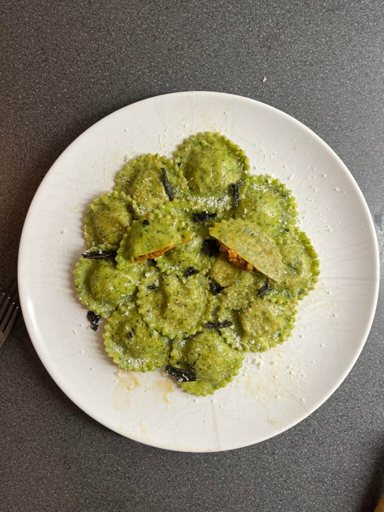 Ravioli filled with ragu alla bolognese