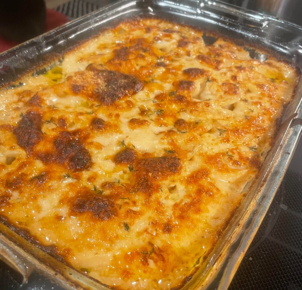 Potatoes au gratin and homemade tomato soup