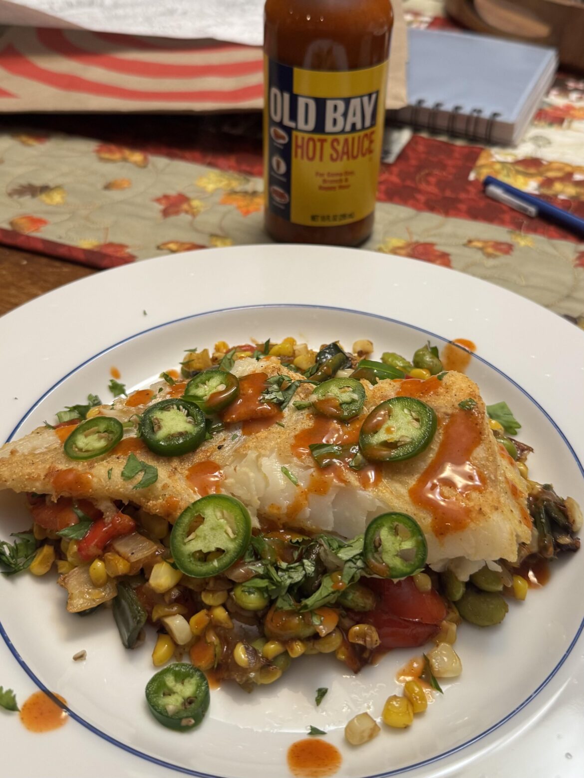 Cod on succotash.