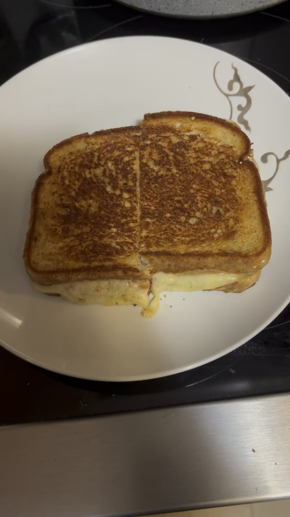 Jalapeño havarti on Dempster’s protein bread with butter