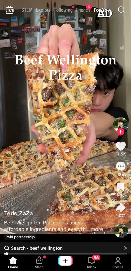 Beef Wellington pizza 🤢