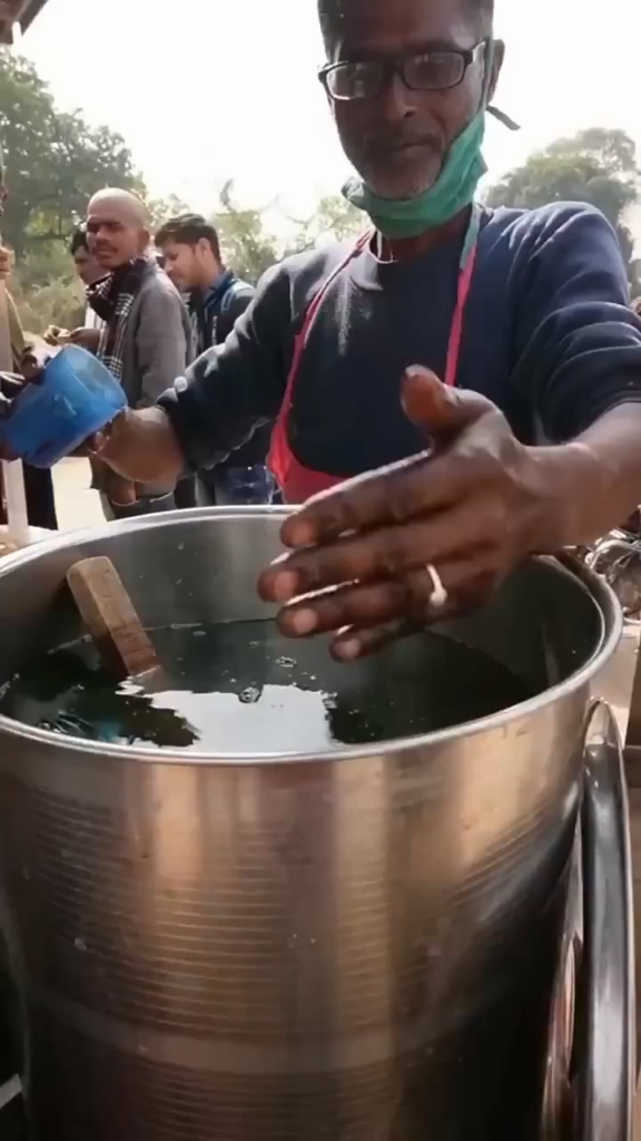 Making street food in India