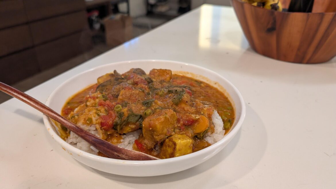 Frozen Daal Curry spruced up with some fresh ingredients