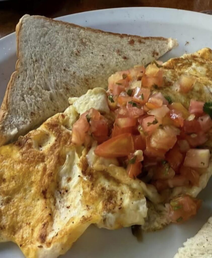 Toast, eggs, and salsa