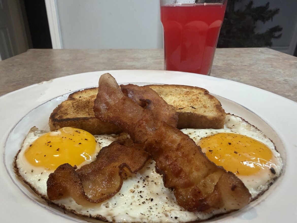 Made breakfast and washed it down with homemade cranberry juice