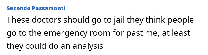 Comment expressing frustration about doctors and emergency room visits amid a fatal Italian Christmas dinner incident.