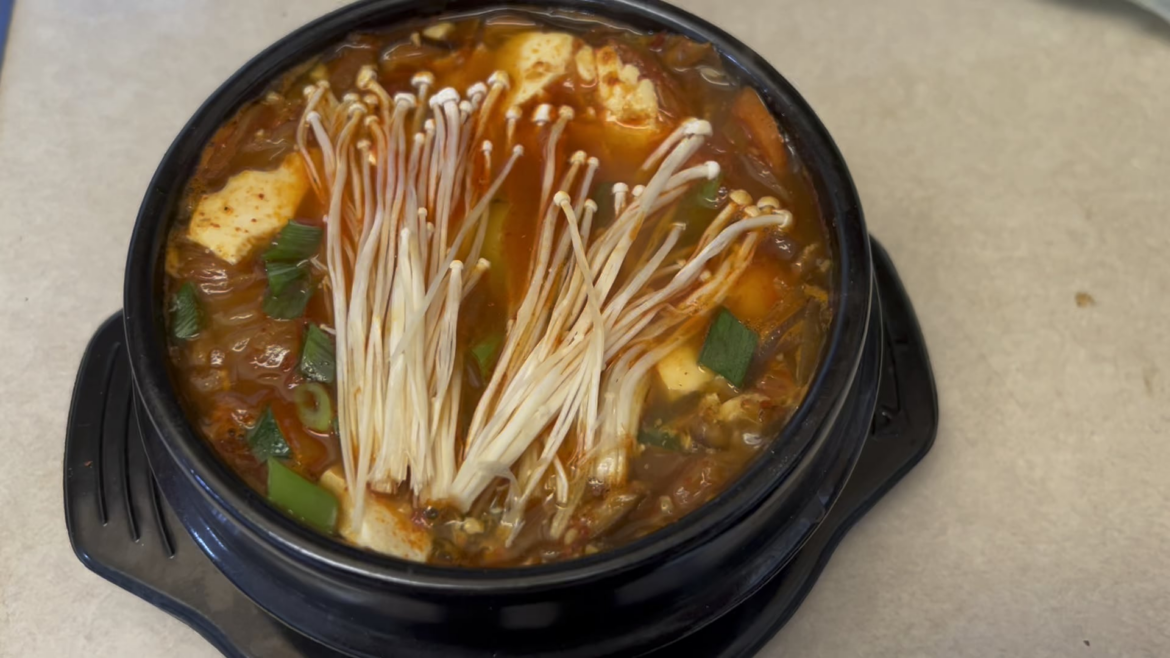 Spicy Salt pork soft tofu soup