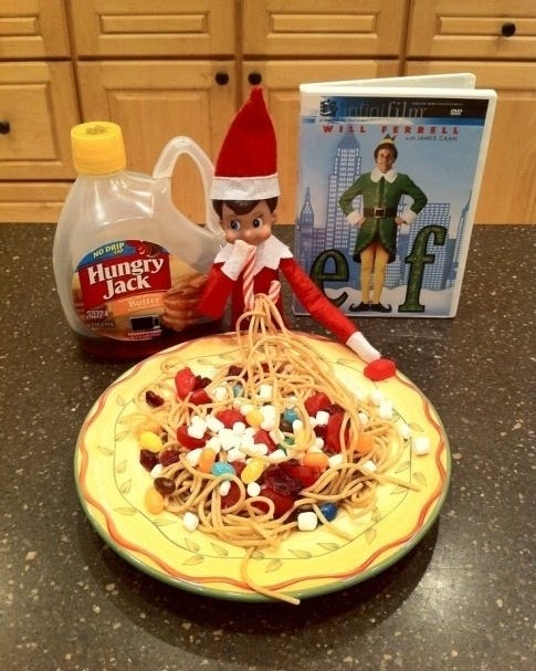 elf on the shelf spaghetti