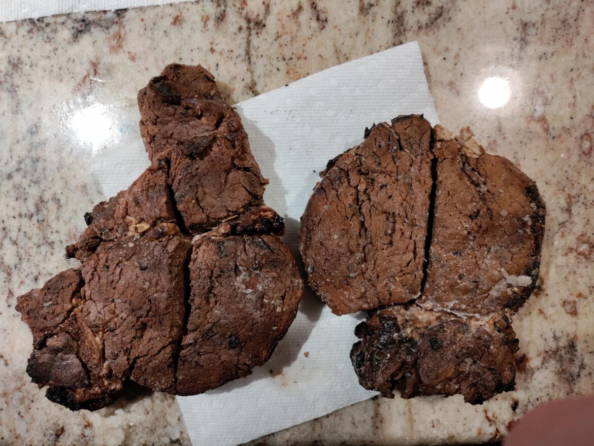 For my entire life, my dad cuts steaks in half to see if they're done cooking, and they're always incinerated regardless of how we want them done.