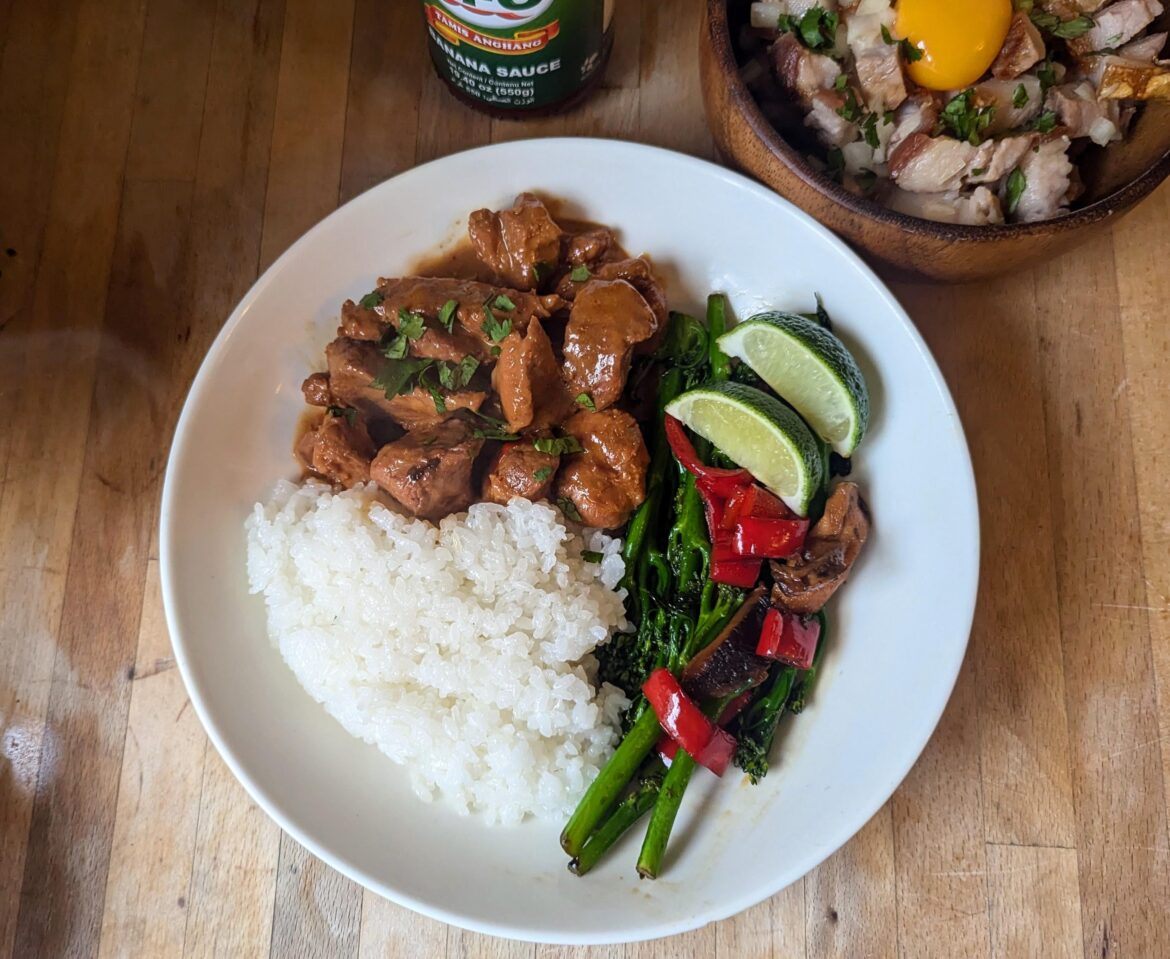 Adobo sa Gata with Basic Sisig and Rice (Philippines)