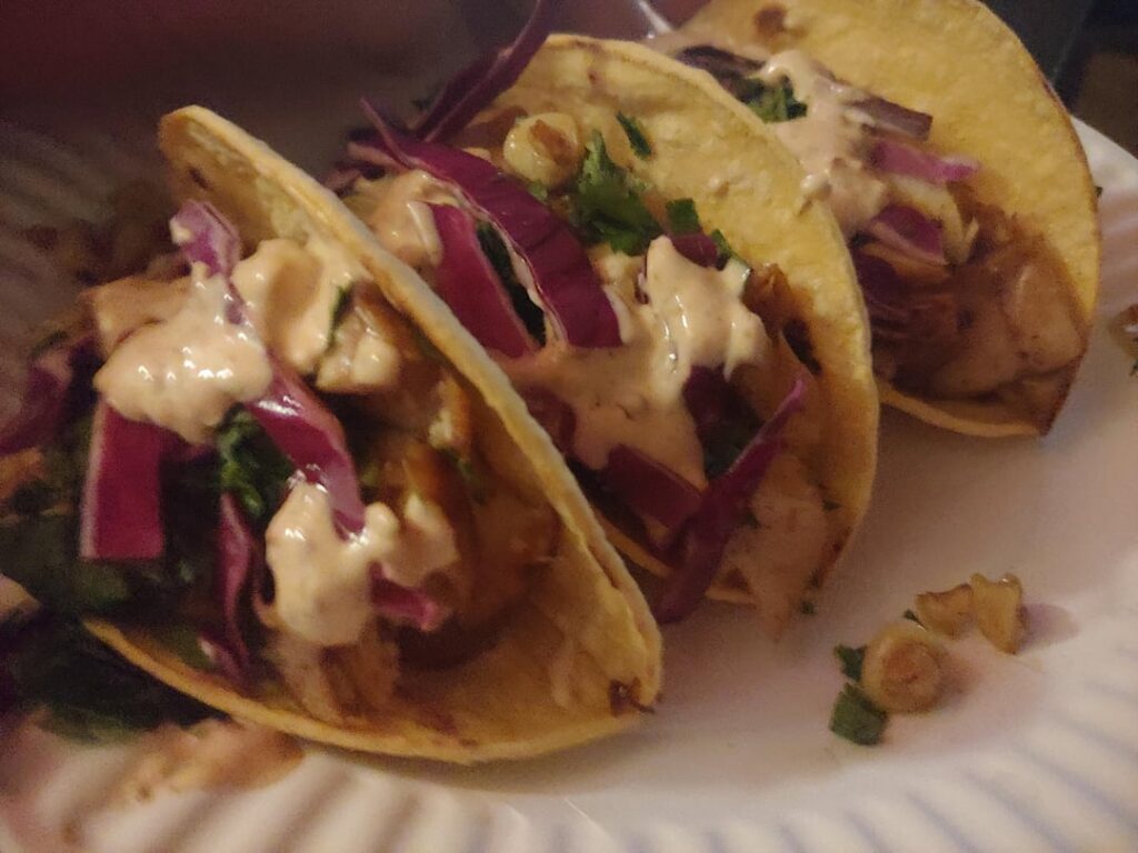 Homemade rockfish tacos