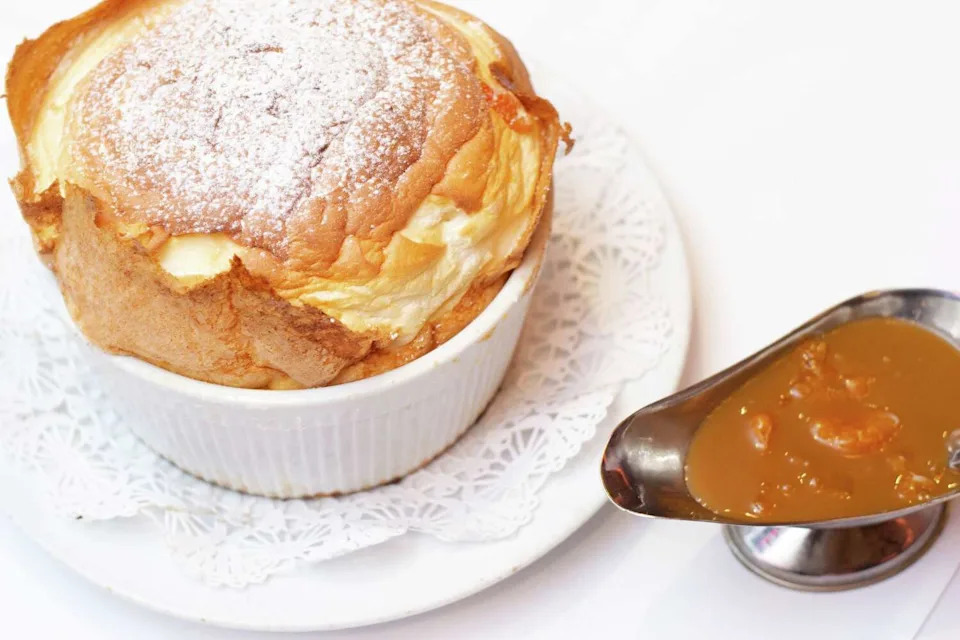 Tony's souffles have long been popular, including an apricot option with caramel sauce. (Tony's)