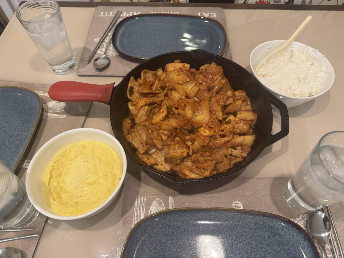 Samgyupsal kimchi bokkeum and gyeranjjim