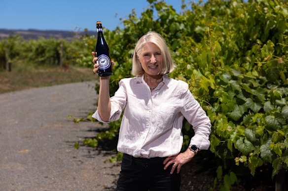 Hugh Hamilton CEO Mary Hamilton with their Sparkling Shiraz Saperavi.