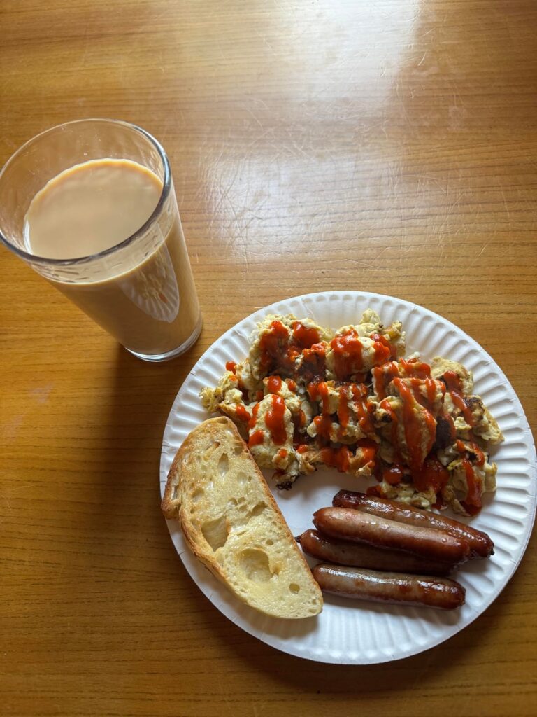 Big breakfast before gym. 576kcal, 54g protein