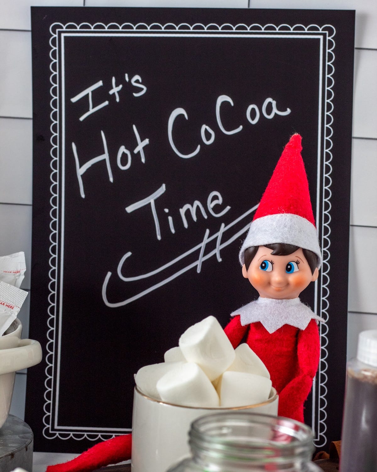 funny elf on the shelf ideas hot cocoa bar