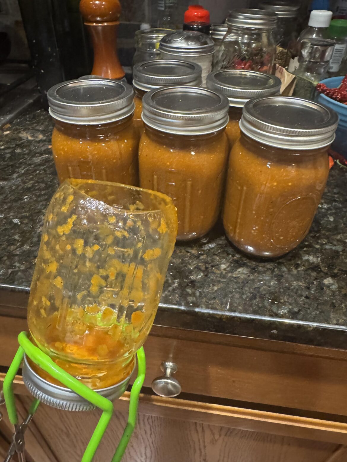 My favorite salsa recipe always comes up 1 can short. This time I thought I had it. My jar had other plans.