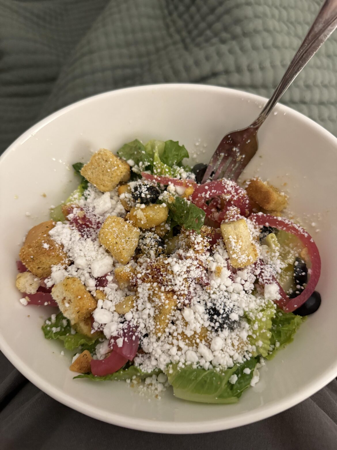 My drunken take on a Greek salad ft. anything and everything I had in my fridge.