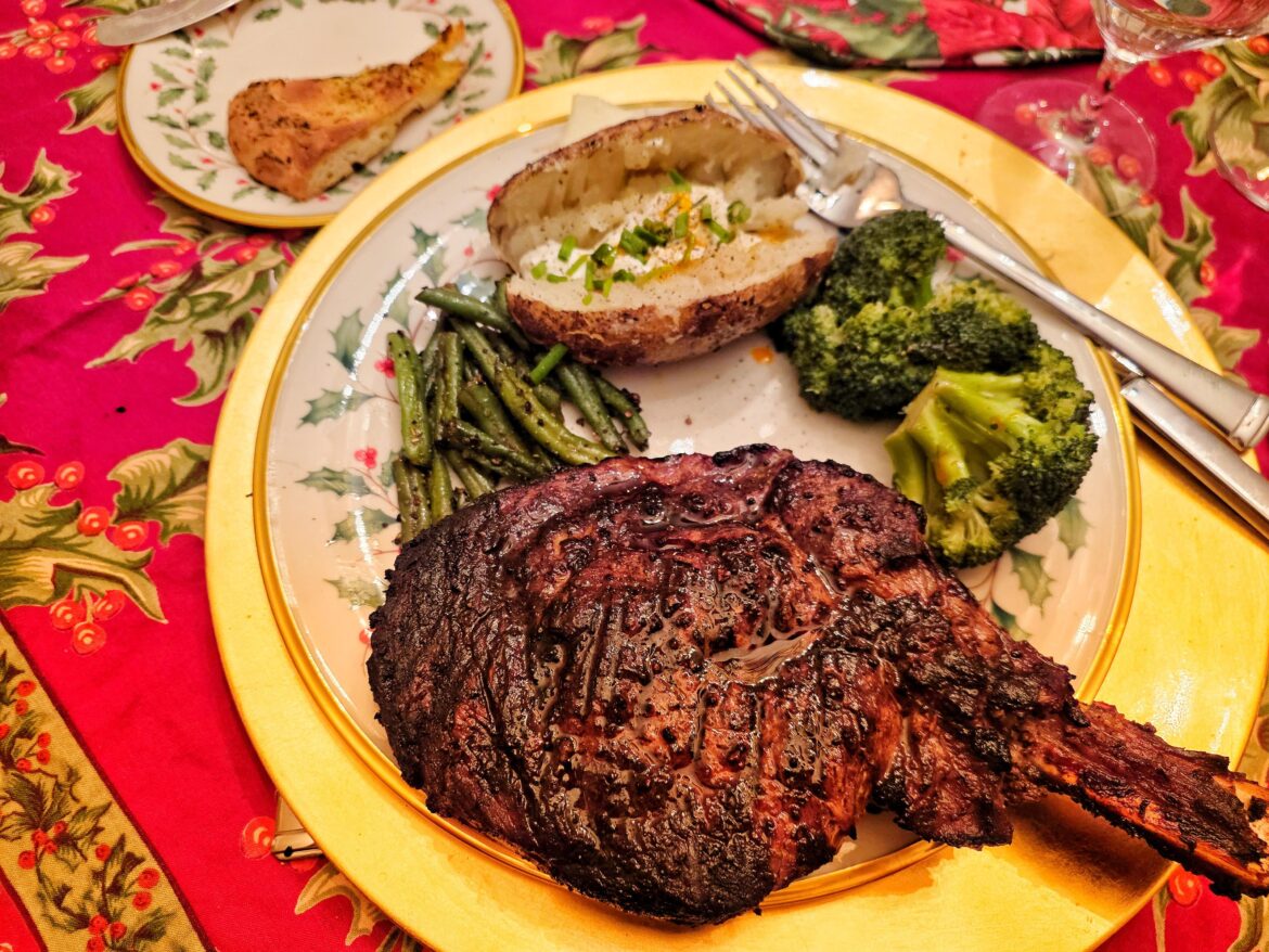 Grilled drenched ribeye for christmas after beverages