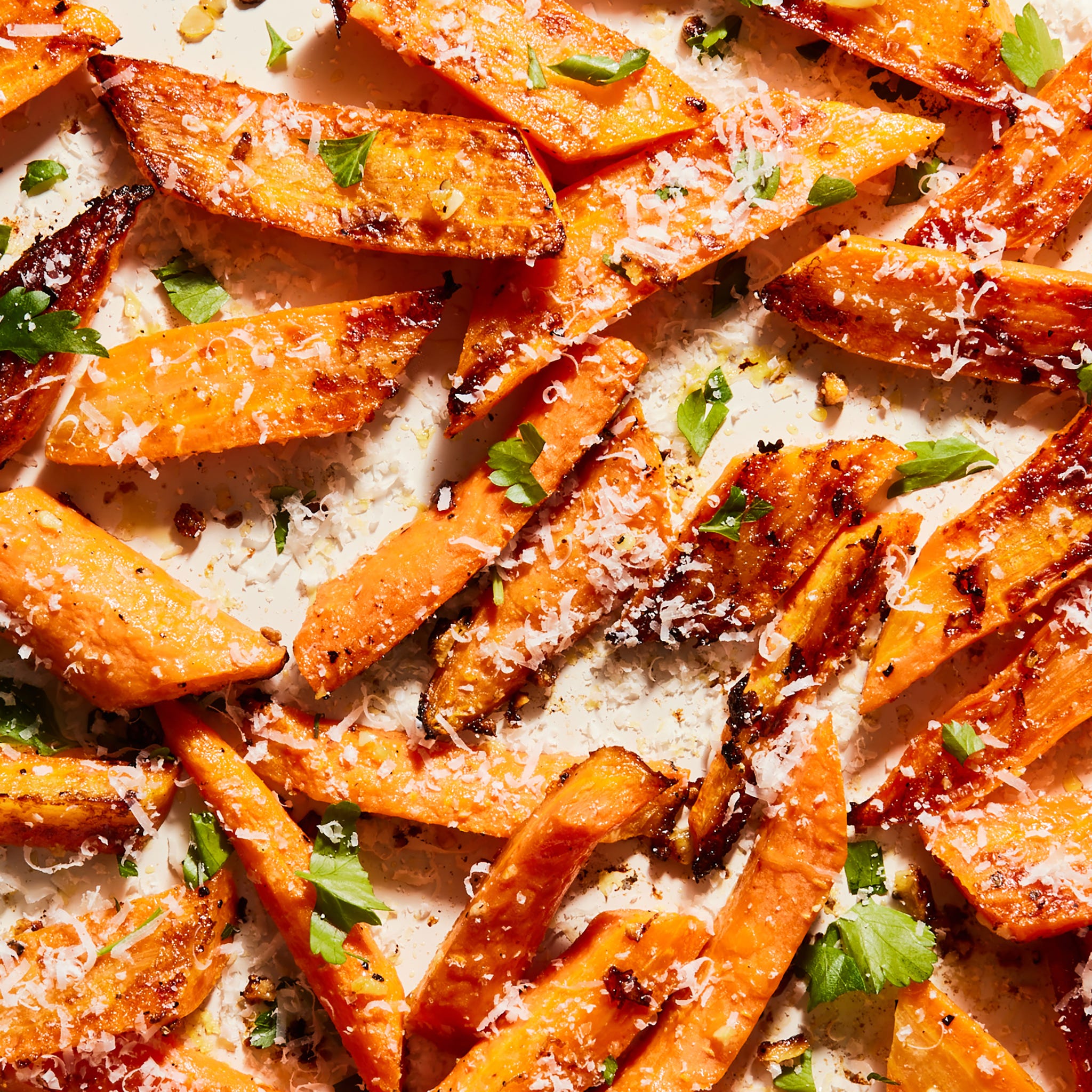 carrots roasted with garlic and parmesan