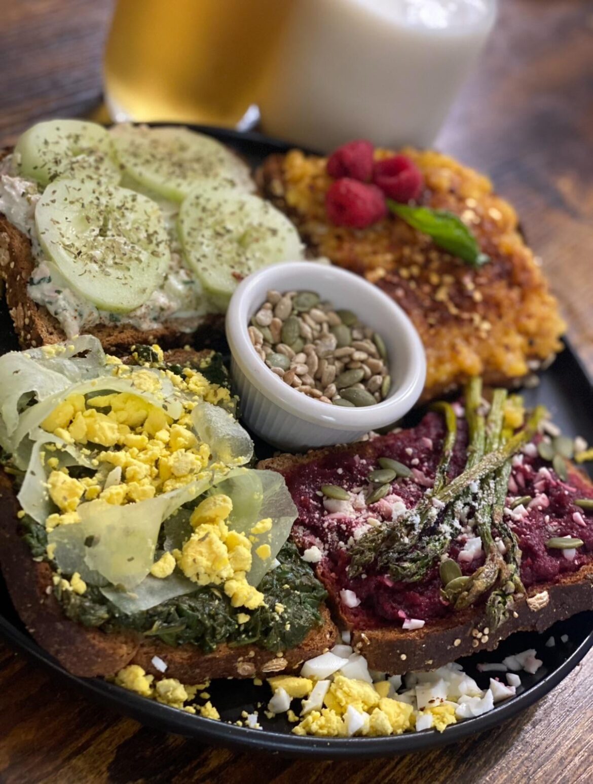 Threw together some smørrebrød this Saturday morning with some leftovers in the fridge