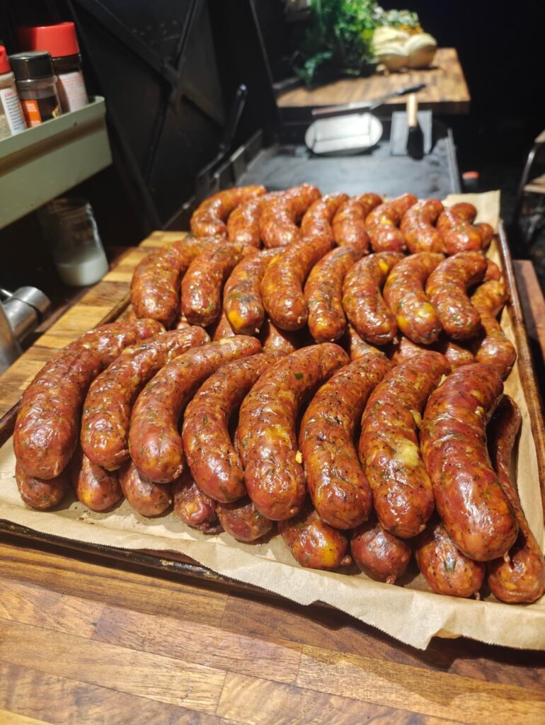 Smoked a bunch of jalapeño cheddar sausage tonight