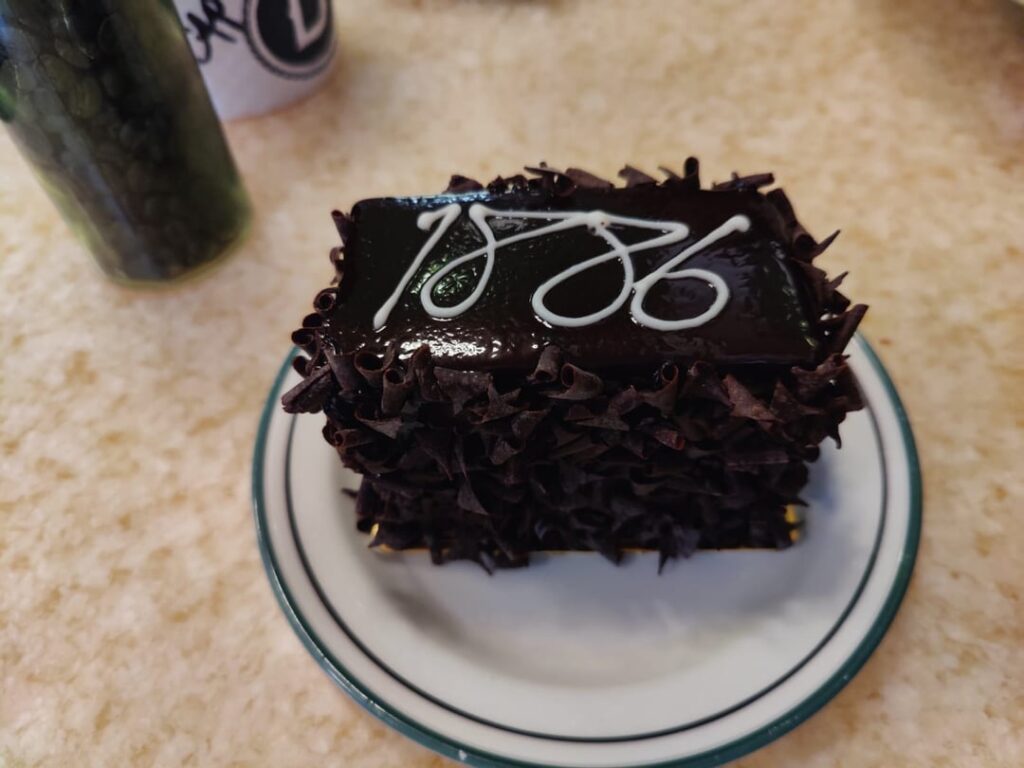 Driskill's chocolate cake - before and after