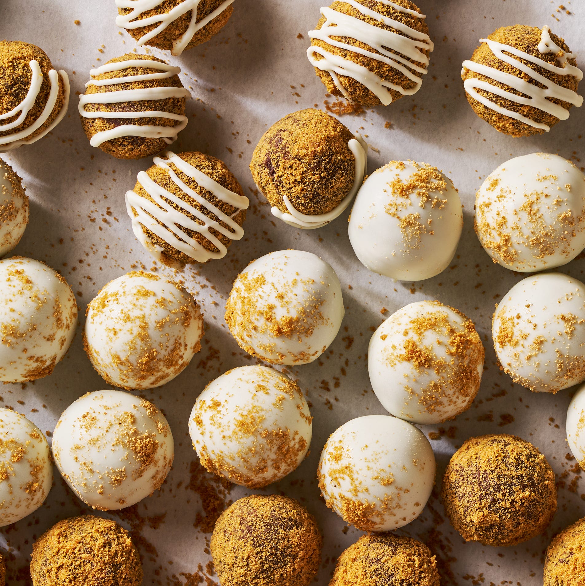 gingerbread truffles covered in crushed gingersnaps and icing