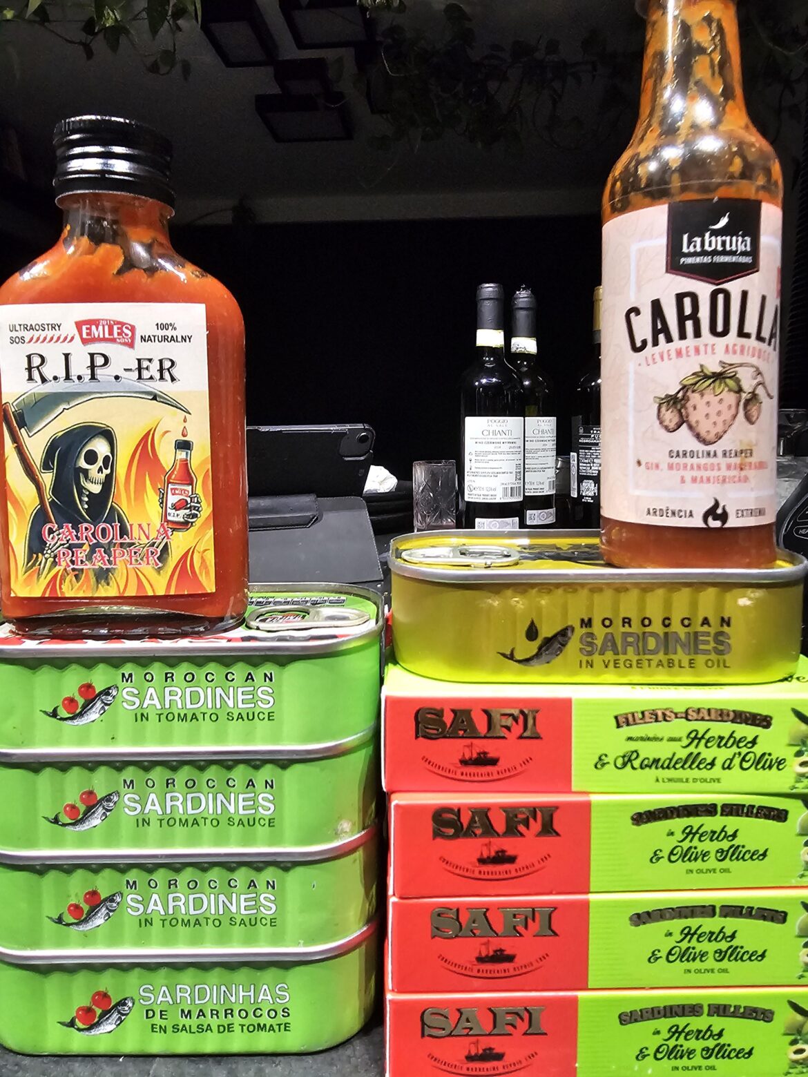 "Sardines, as shelf-stable canned fish, are considered a good source of protein and fats for post-nuclear disaster survival"