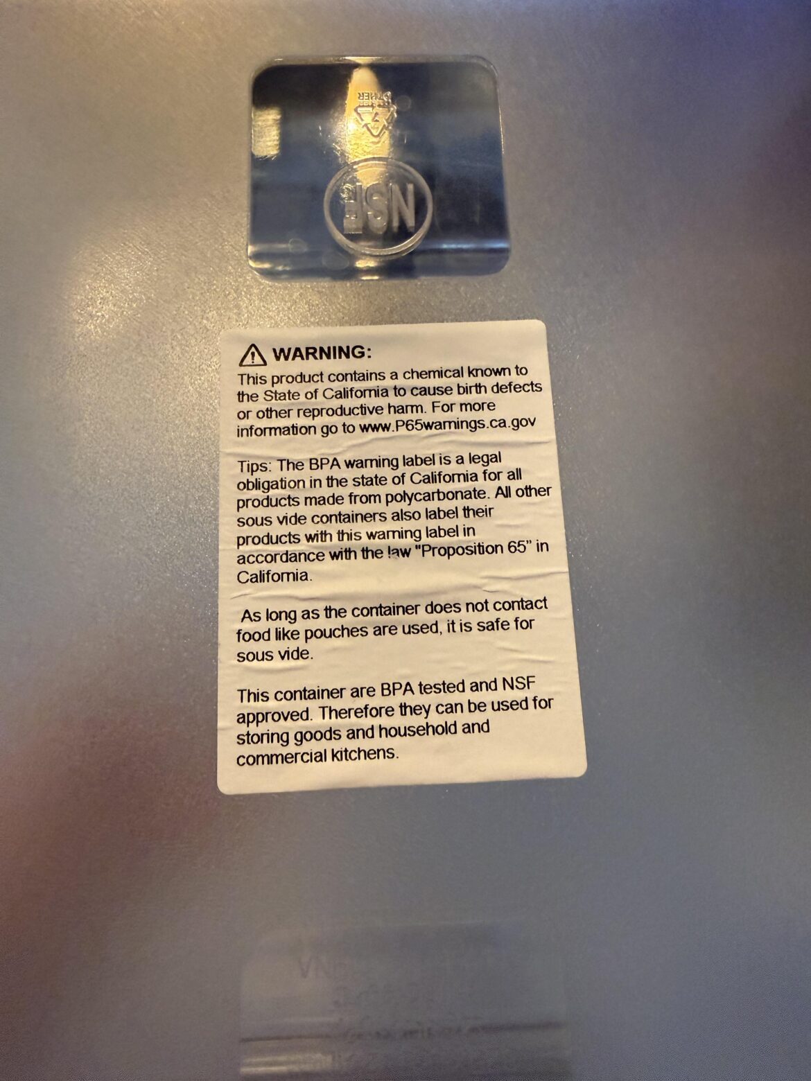 Would you return the sous vide container and find a BPA free one?