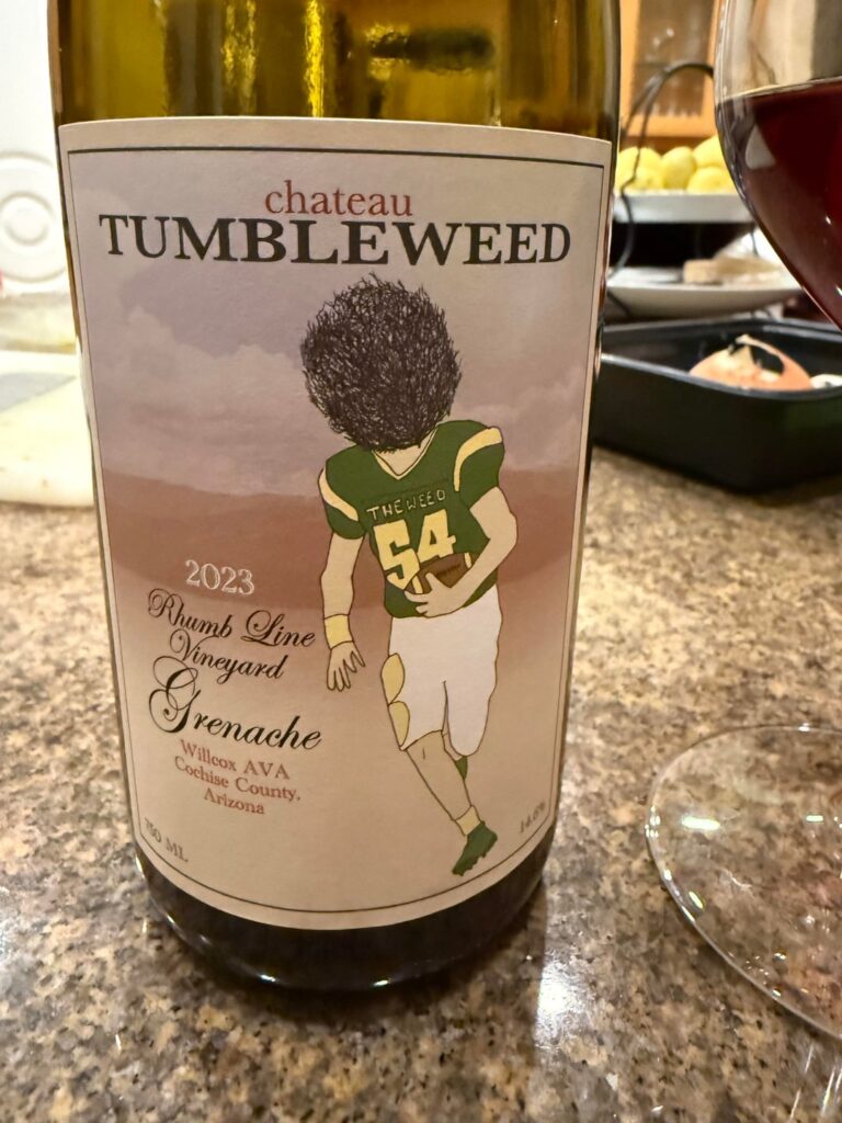 2023 Chateau Tumbleweed Grenache with a book on the back.