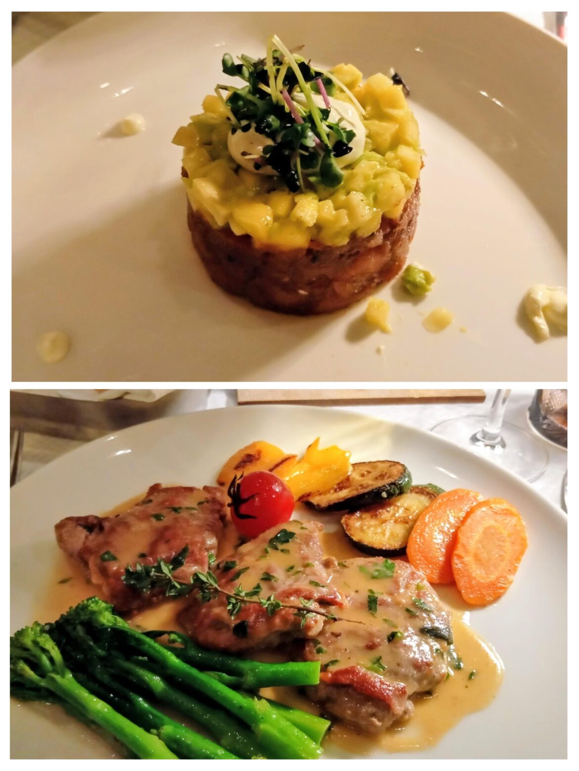 Tuna tartar and veal saltimbocca