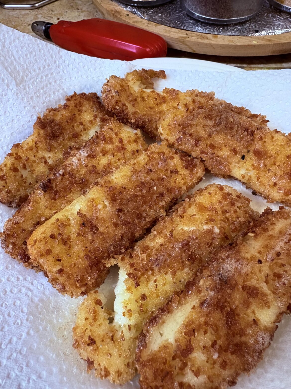 [Homemade] halloumi cheese sticks